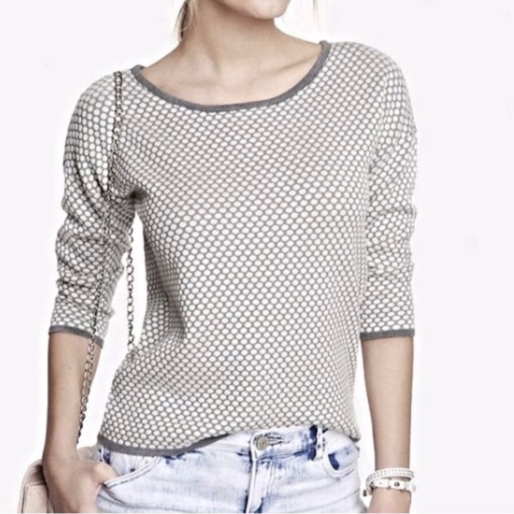 Express Grey & White Dot Knit Sweater | Size XS